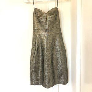 NWT Trina Turk Metallic Silver Strapless Mini Dress Sz 4
